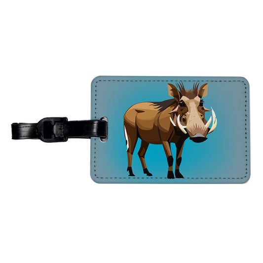 Warthog Pig Standing Travel Faux Leather Luggage Tag
