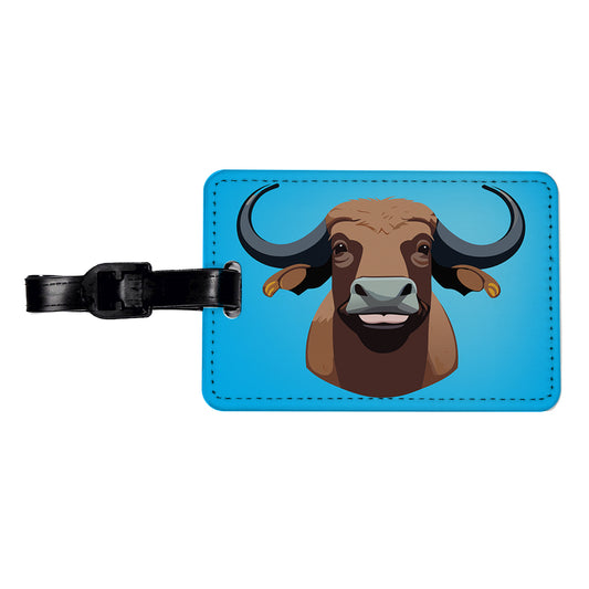 Water Buffalo Smiling Travel Faux Leather Luggage Tag
