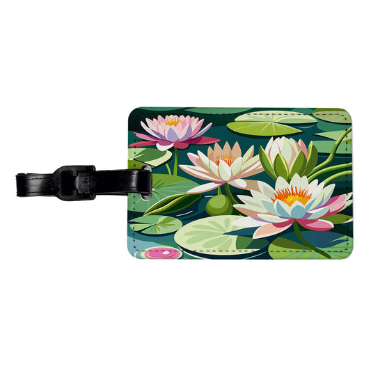 Water Lilies Lily Pond Travel Faux Leather Luggage Tag