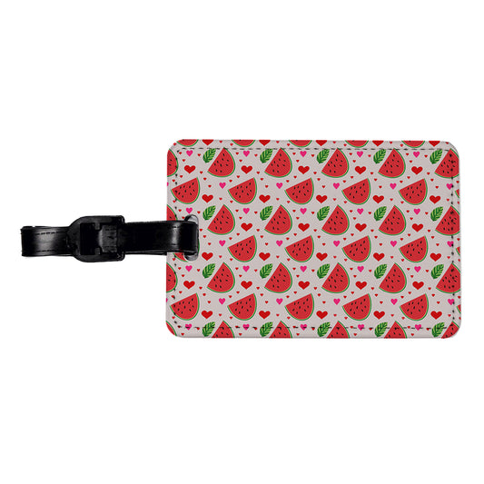 Watermelon Hearts Pattern Travel Faux Leather Luggage Tag