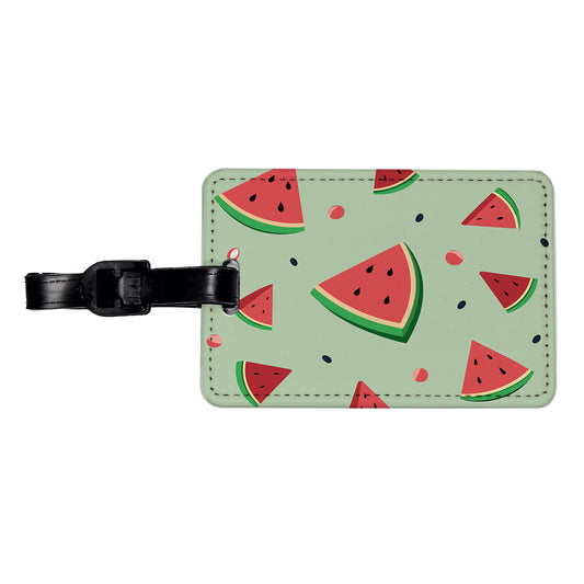 Watermelon Scattered Fruit Travel Faux Leather Luggage Tag