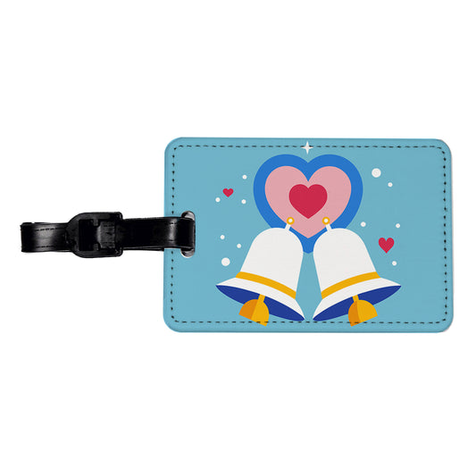 Wedding Bells Heart Love Marriage Travel Faux Leather Luggage Tag