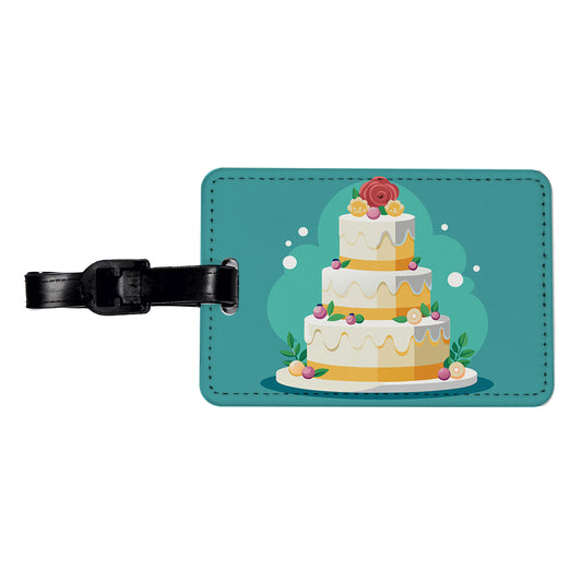 Wedding Cake Marriage Love Anniversary Travel Faux Leather Luggage Tag