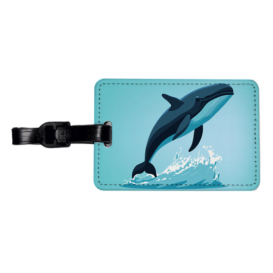 Whale Jumping Out of Water Travel Faux Leather Luggage Tag