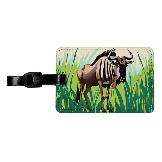 Wildebeest Africa Animal Travel Faux Leather Luggage Tag