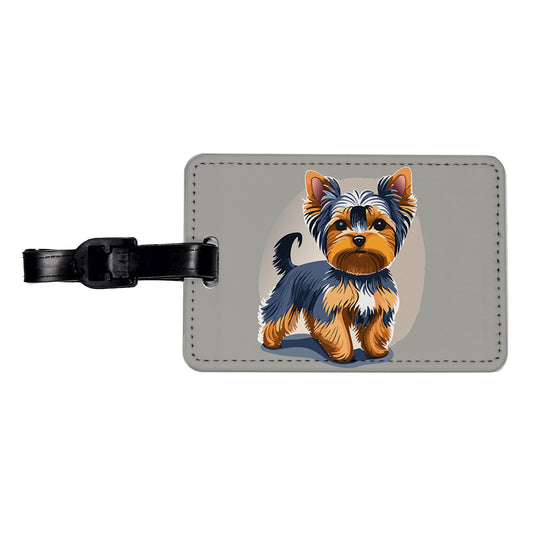 Yorkshire Terrier Dog Standing Travel Faux Leather Luggage Tag