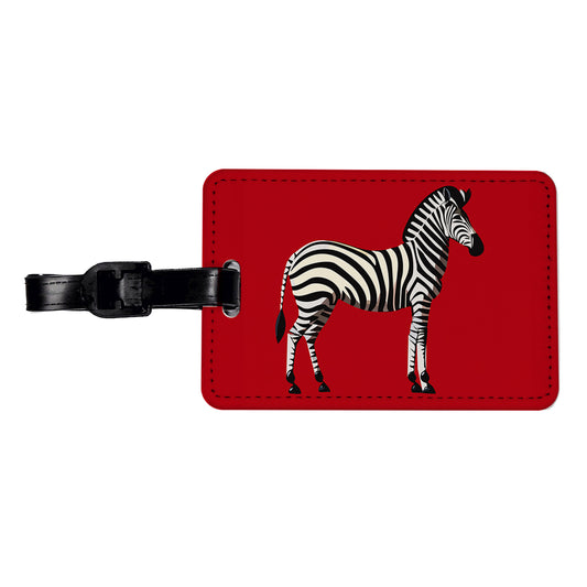 Zebra Standing Profile Travel Faux Leather Luggage Tag