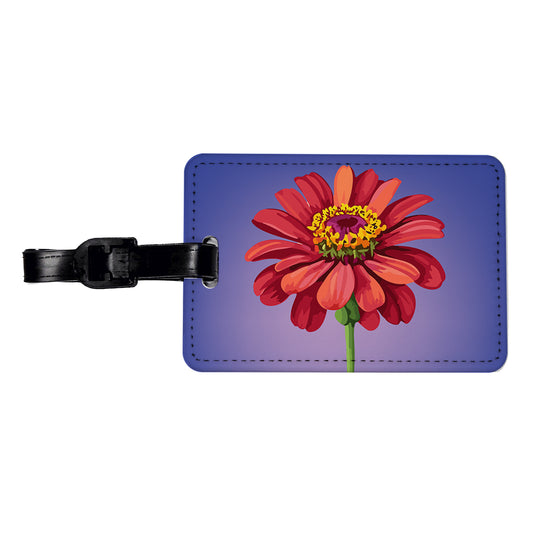 Zinnia Flower Red Watercolor Travel Faux Leather Luggage Tag