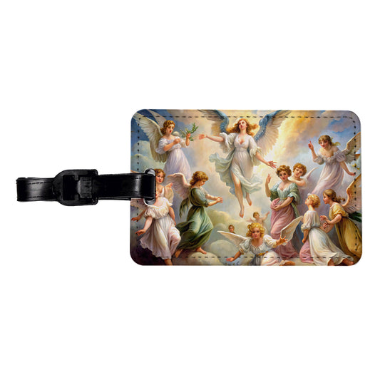 Angels Painting Watercolor Travel Faux Leather Luggage Tag