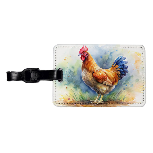 Beautiful Chicken Watercolor Travel Faux Leather Luggage Tag