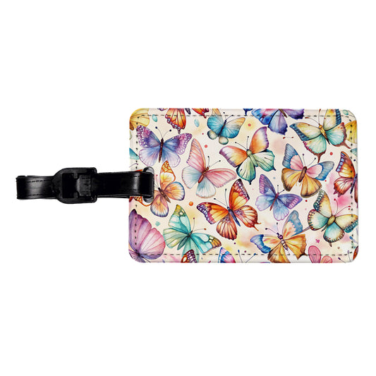 Butterflies Watercolor Travel Faux Leather Luggage Tag