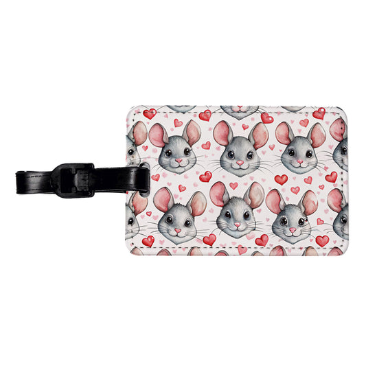 Cute Chinchilla Faces Hearts Travel Faux Leather Luggage Tag