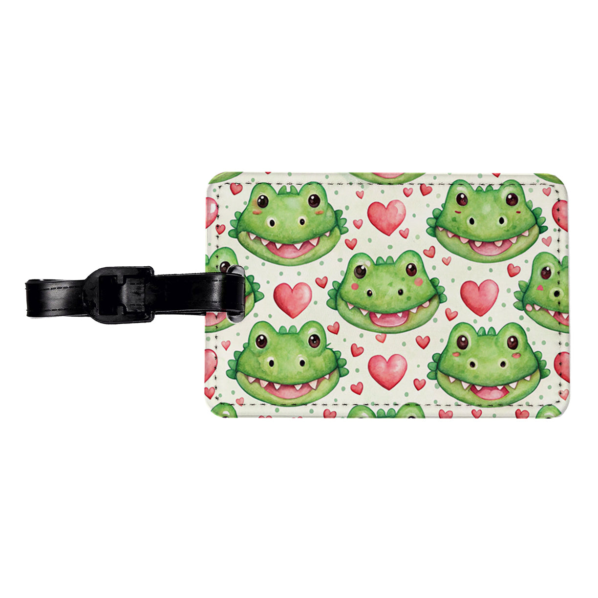 Cute Crocodile Alligator Faces Hearts Travel Faux Leather Luggage Tag