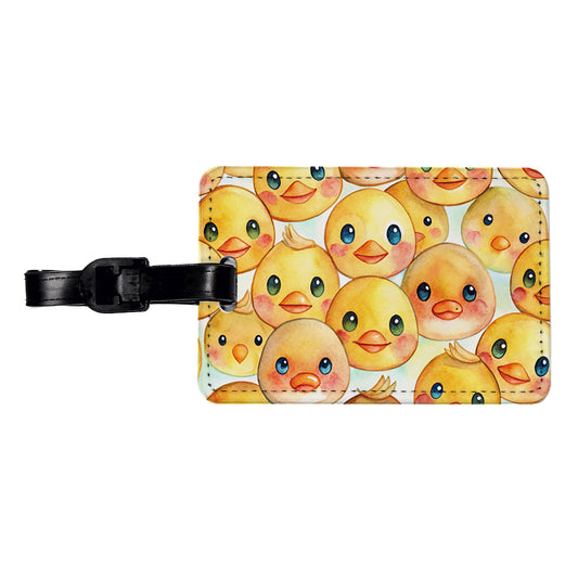 Cute Duck Faces Watercolor Travel Faux Leather Luggage Tag