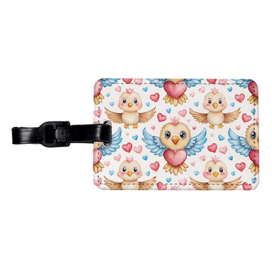 Cute Eagles Hearts Watercolor Travel Faux Leather Luggage Tag