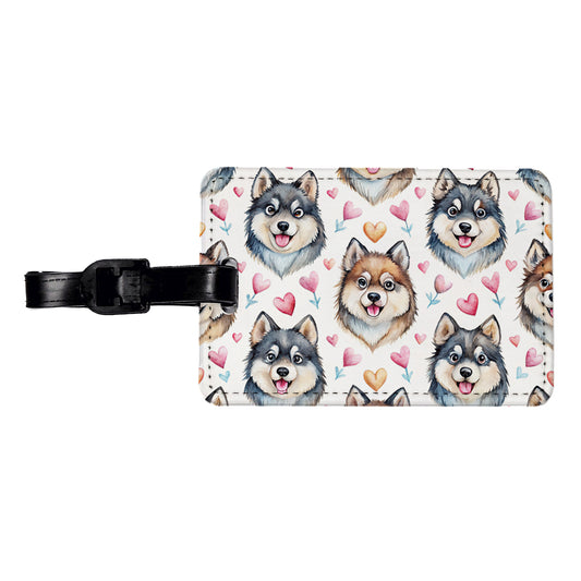 Cute Finnish Lapphund Dog Faces Travel Faux Leather Luggage Tag
