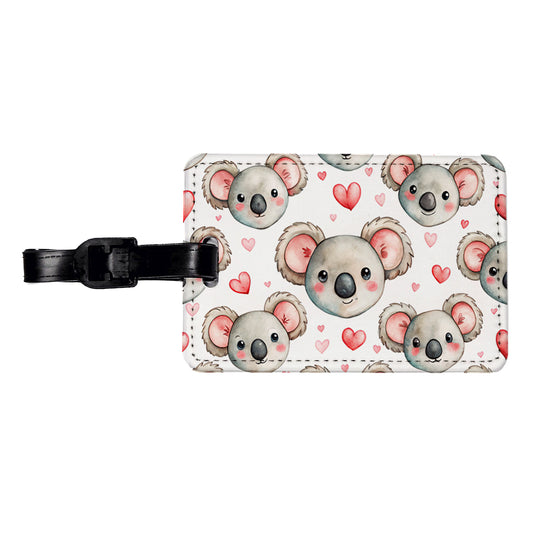 Cute Koala Bears Faces Hearts Travel Faux Leather Luggage Tag