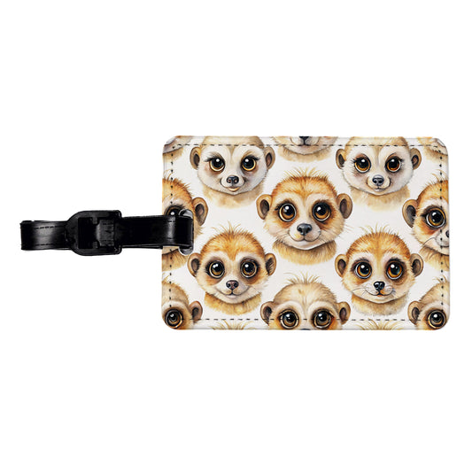 Cute Meerkat Faces Watercolor Travel Faux Leather Luggage Tag