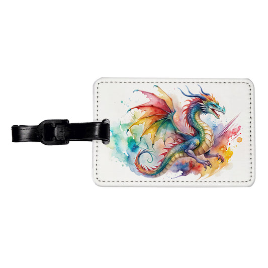 Dragon Watercolor Design Travel Faux Leather Luggage Tag