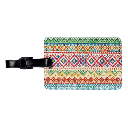 Fair Isle Knitting Sweater Travel Faux Leather Luggage Tag