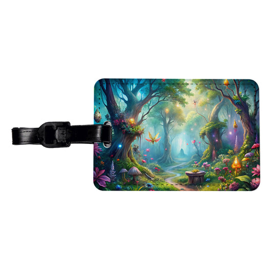 Fairy Forest Fantasy Watercolor Beautiful Travel Faux Leather Luggage Tag