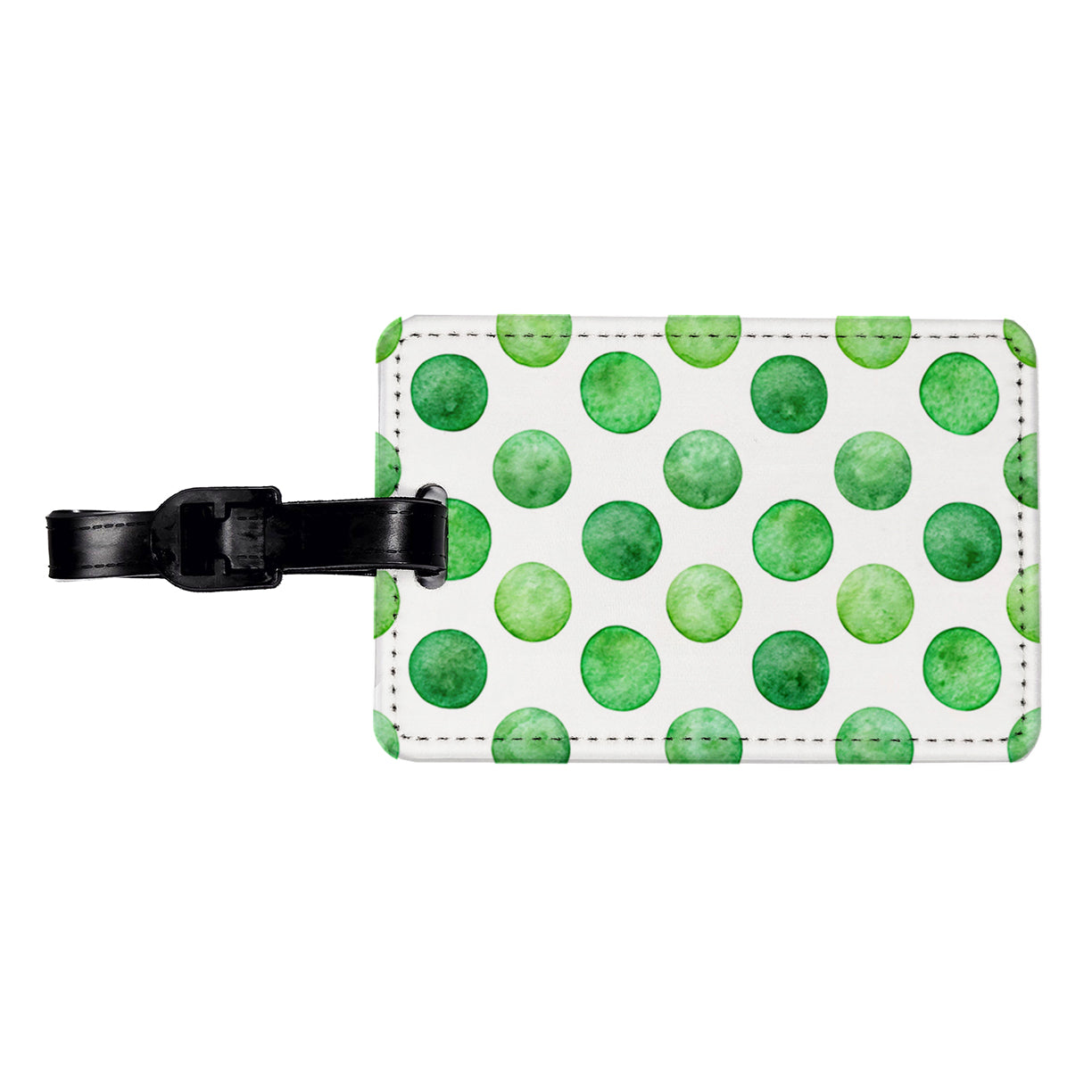 Green Polka Dots White Background Travel Faux Leather Luggage Tag