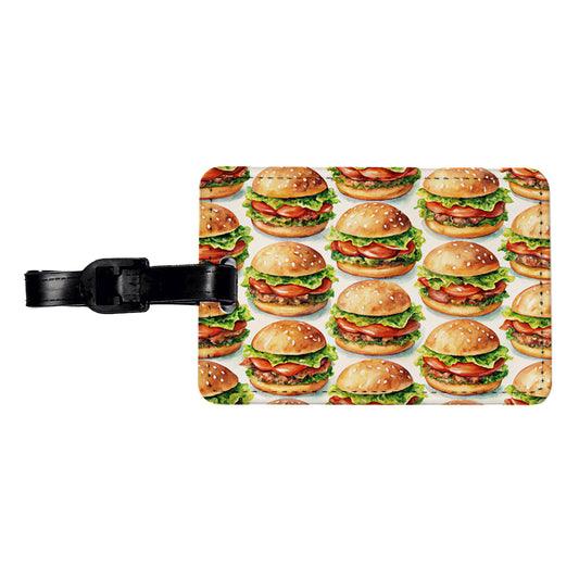 Hamburgers Watercolor Travel Faux Leather Luggage Tag
