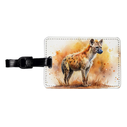 Hyena African Plain Watercolor Design Travel Faux Leather Luggage Tag