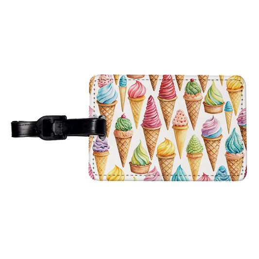 Ice Cream Cones Colorful Travel Faux Leather Luggage Tag