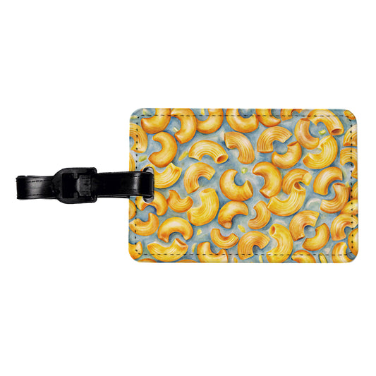 Macaroni Cheese Pasta Watercolor Travel Faux Leather Luggage Tag