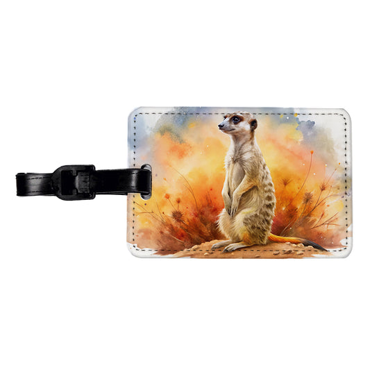 Meerkat African Plain Beautiful Watercolor Travel Faux Leather Luggage Tag
