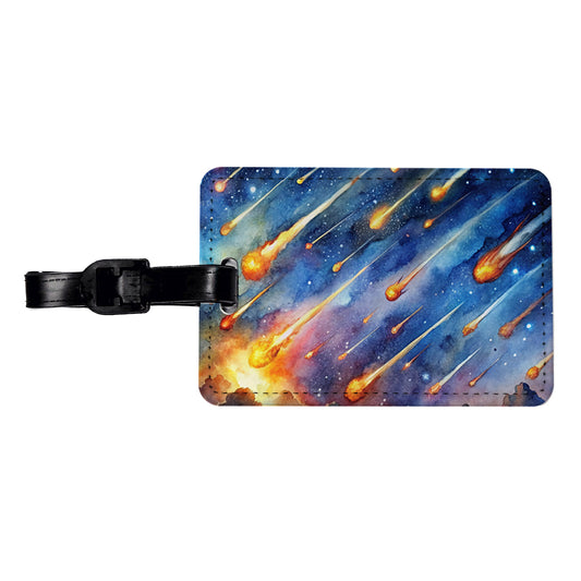 Meteors Watercolor Travel Faux Leather Luggage Tag