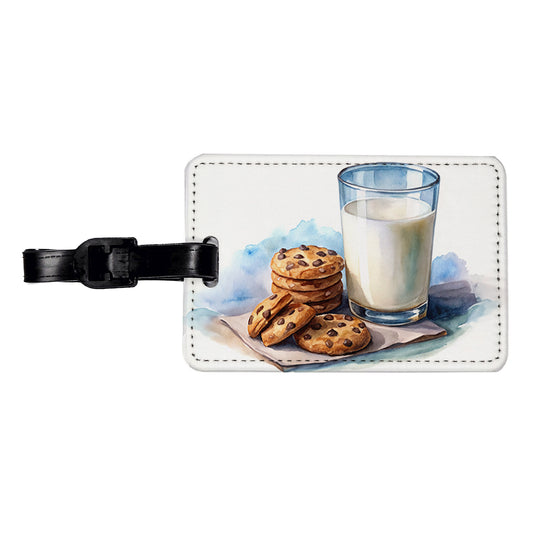 Milk Cookies Watercolor Travel Faux Leather Luggage Tag