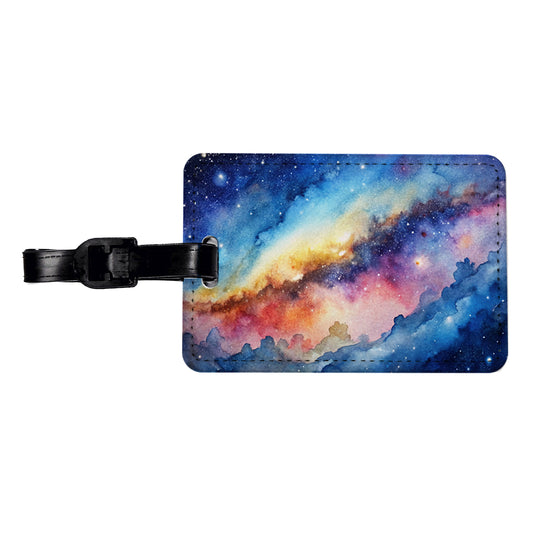 Milky Way Space Watercolor Design Stars Travel Faux Leather Luggage Tag