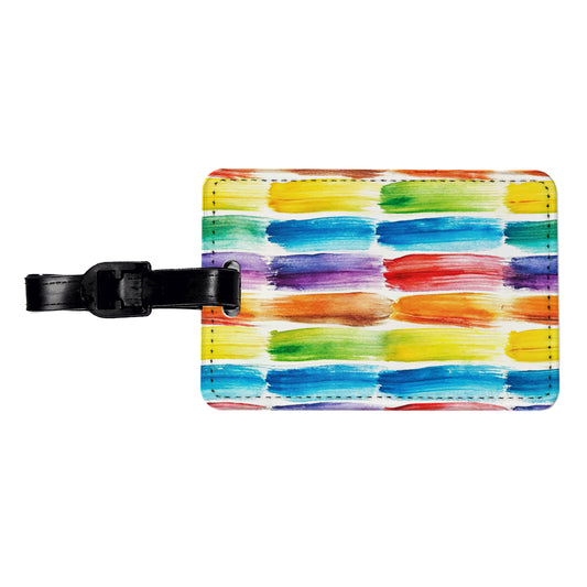Paint Brush Strokes Watercolor Travel Faux Leather Luggage Tag