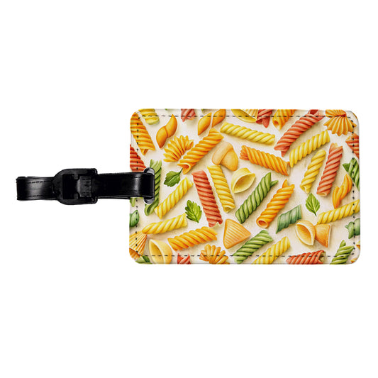 Pasta Noodles Watercolor Travel Faux Leather Luggage Tag