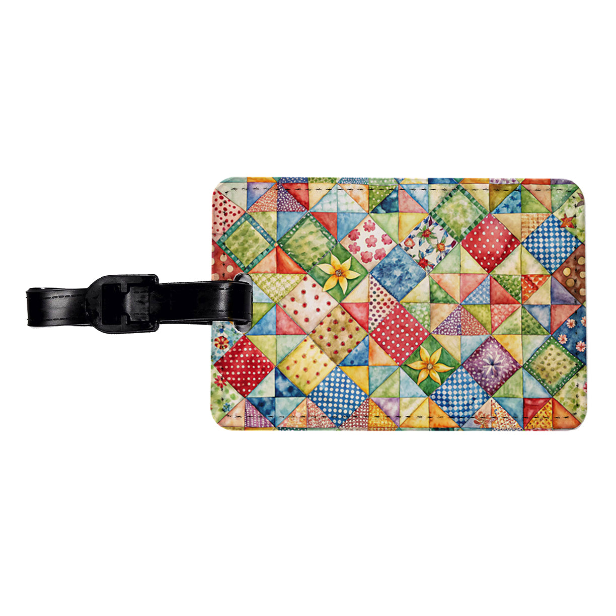 Patchwork Quilt Country Sewing Quilter Travel Faux Leather Luggage Tag