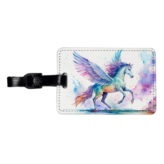 Pegasus Greek Mythology Watercolor Design Travel Faux Leather Luggage Tag