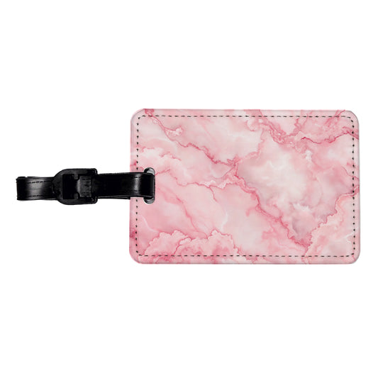 Pink Marble Background Watercolor Travel Faux Leather Luggage Tag