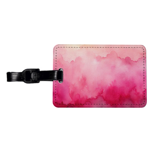 Pink Ombre Watercolor Travel Faux Leather Luggage Tag