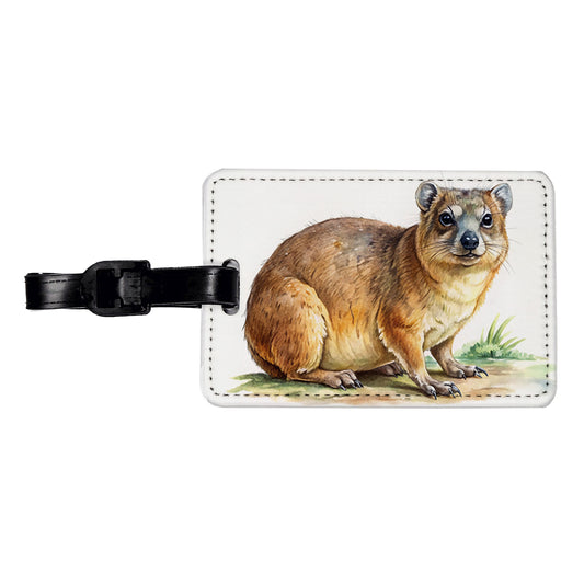 Rock Hyrax Dassie Watercolor Travel Faux Leather Luggage Tag