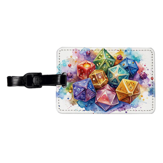 Role Playing Game Dice Watercolor Design Travel Faux Leather Luggage Tag