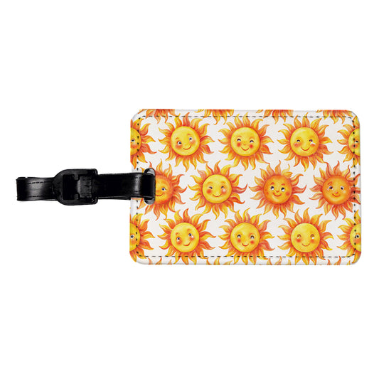 Smiling Suns Watercolor Travel Faux Leather Luggage Tag