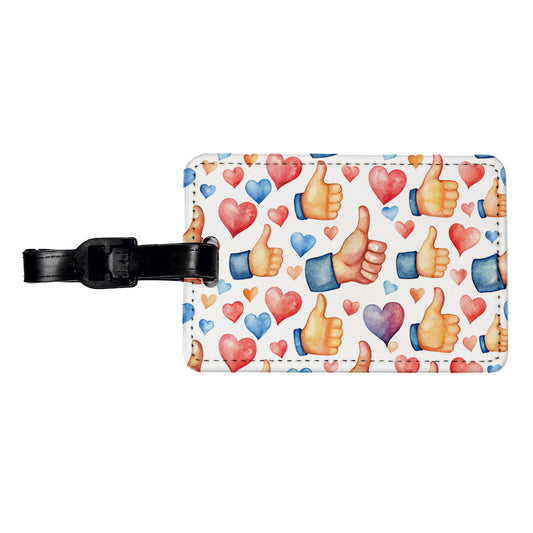Thumbs Up Hearts Watercolor Travel Faux Leather Luggage Tag
