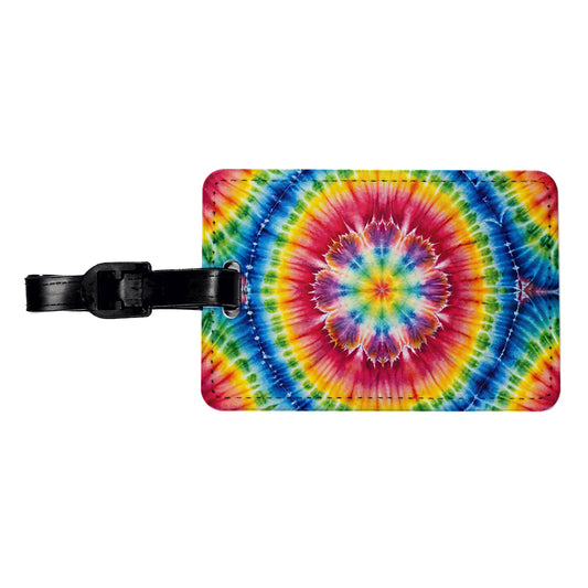 Tie Dye Pattern Watercolor Travel Faux Leather Luggage Tag