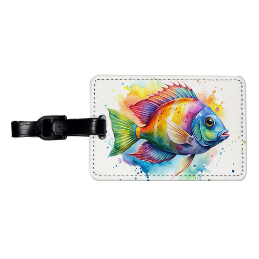Tropical Fish Watercolor Design Travel Faux Leather Luggage Tag
