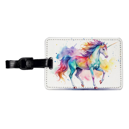 Unicorn Beautiful Watercolor Design Travel Faux Leather Luggage Tag