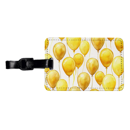Yellow Balloons Watercolor Travel Faux Leather Luggage Tag
