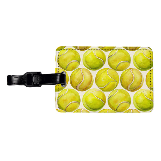 Yellow Tennis Balls Watercolor Travel Faux Leather Luggage Tag