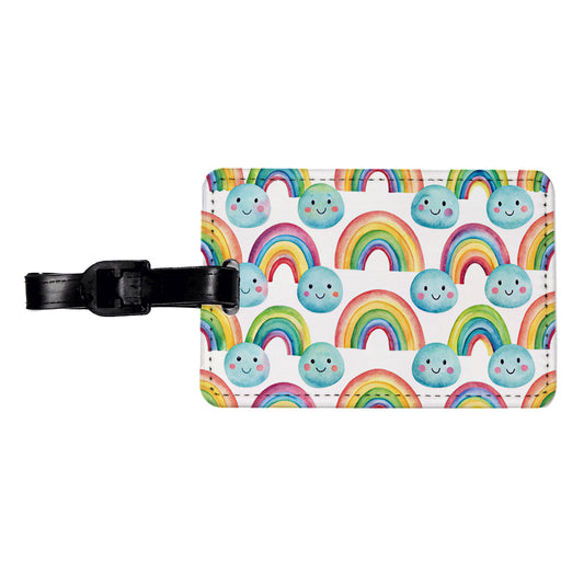 Adorable Smiling Rainbows Clouds Travel Faux Leather Luggage Tag